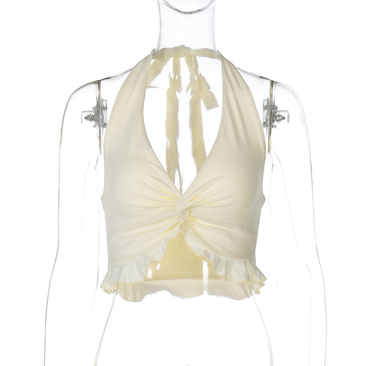 Damer Dekorativt Crop Top med rynket detalje Stilla