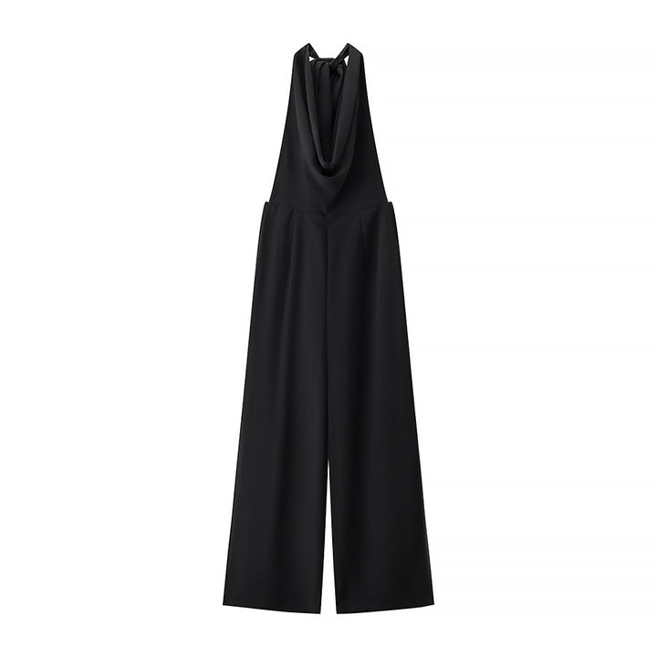 Dame elegant jumpsuit med asymmetrisk rygudskæring og bredt ben Stilla