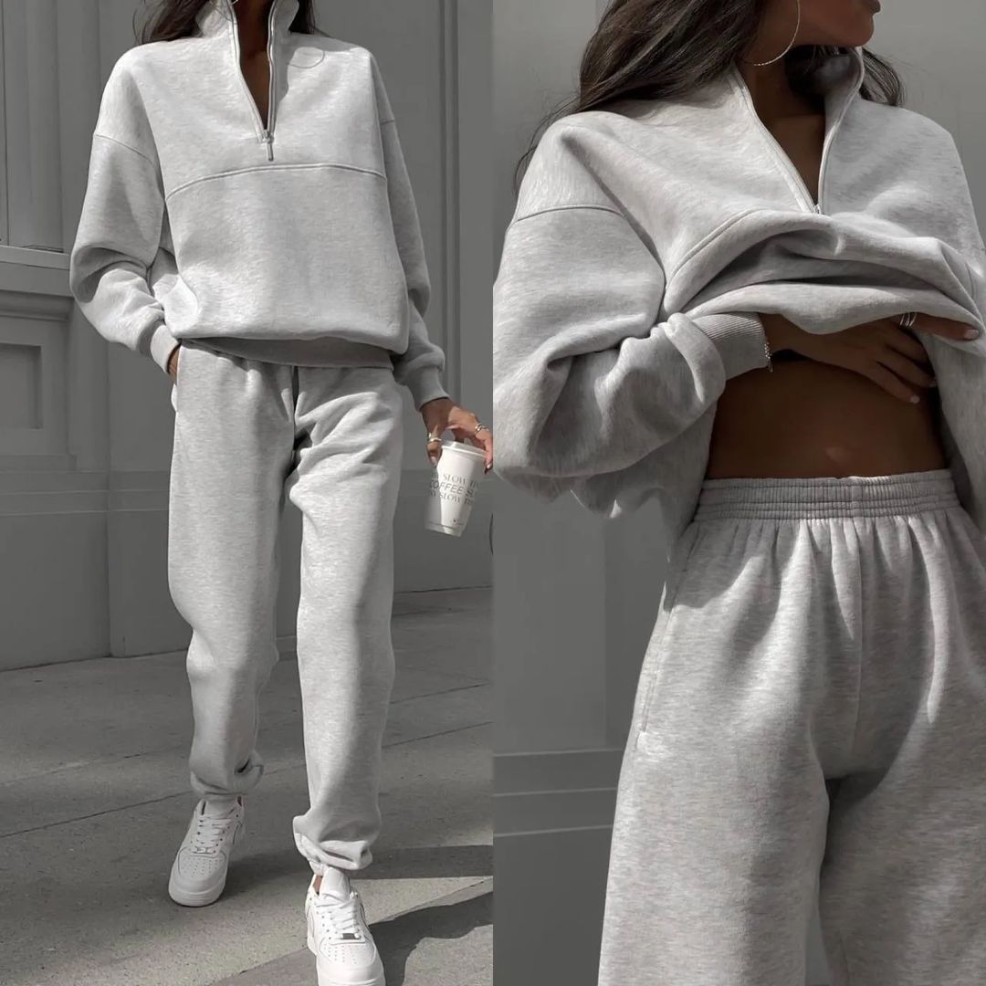 Kvinders sweatshirt og joggingbukser sæt med moderne høj krave Skovae
