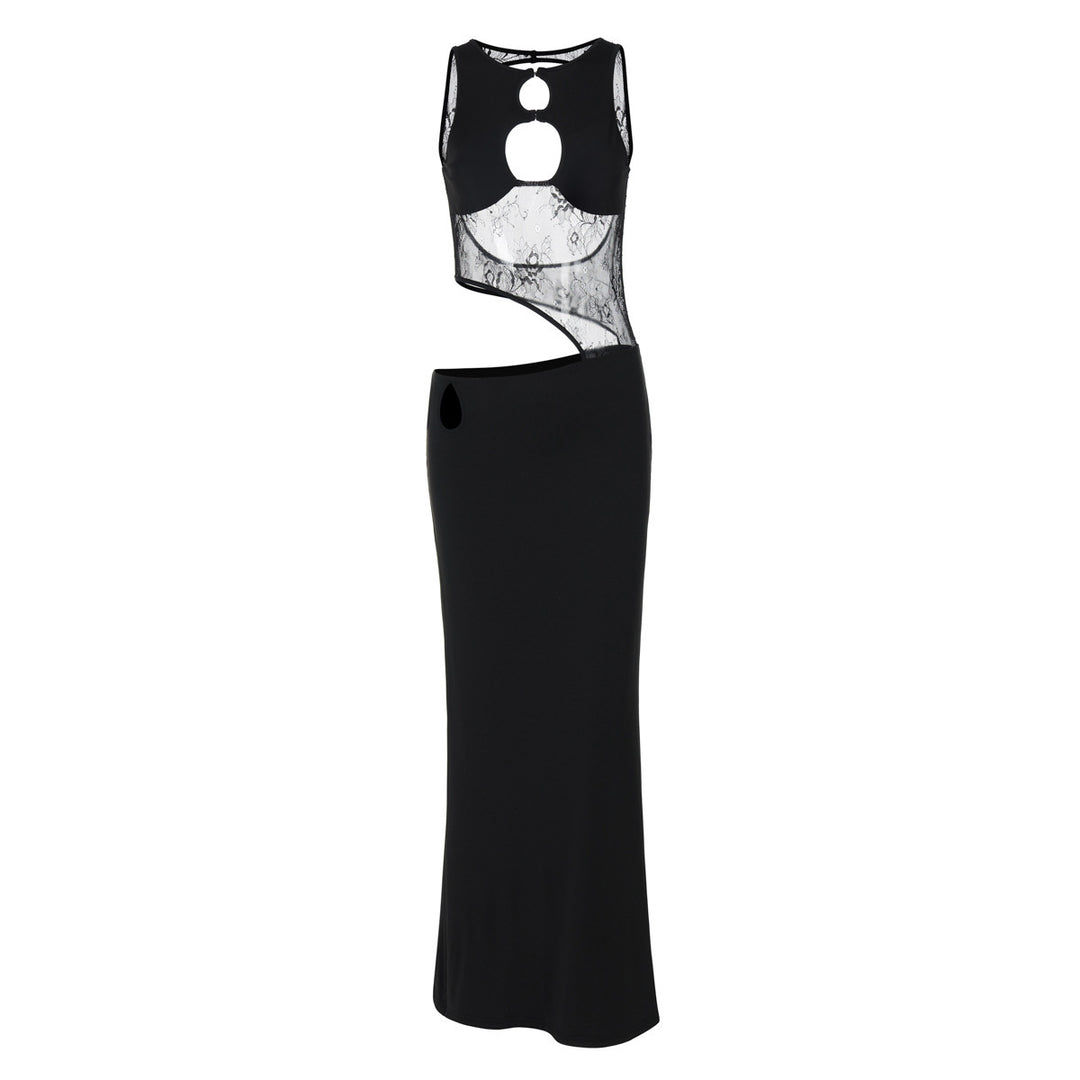Dame Maxikjole med transparente spidsaccentuer og moderne cut-out detaljer Stilla