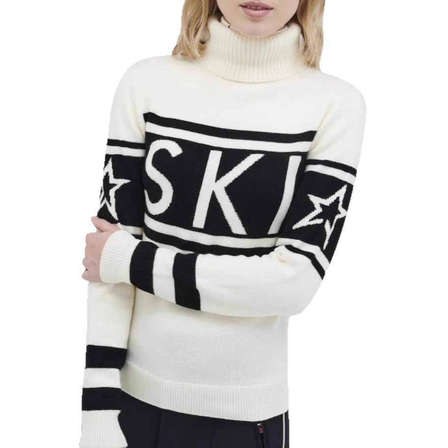 Dame sporty sweater med høj krave og trendy ski design Stilla