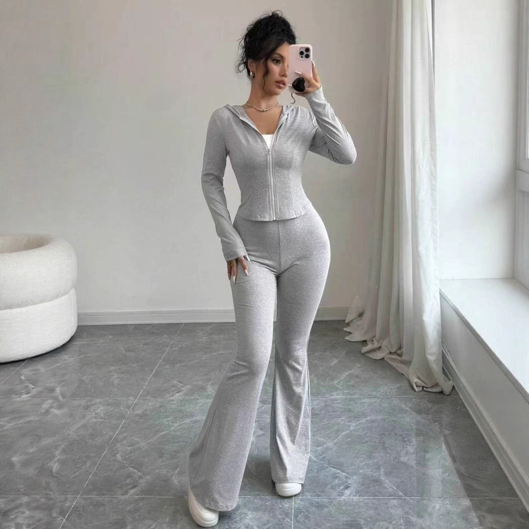 Dame Sporty Jumpsuit i elastisk materiale med lynlås Stilla