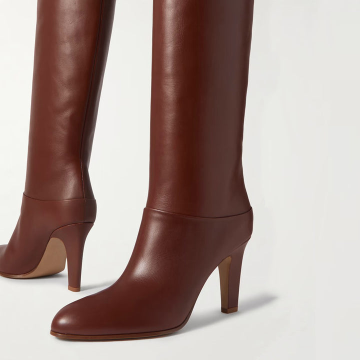 Femme Højglans Lange Lårhøje Stiletto Støvler Stilla