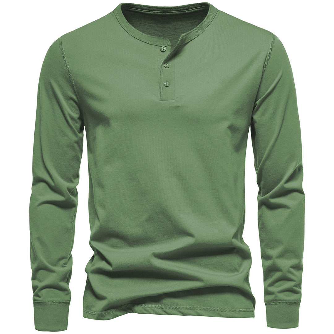 Herre Langærmet Button-Up Henley Skjorte Stilla