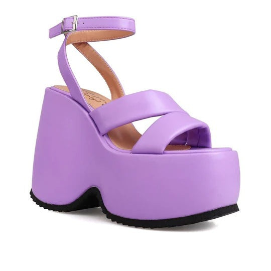 Femme Chunky Plattform Sandaler med justerbar ankelrem Stilla