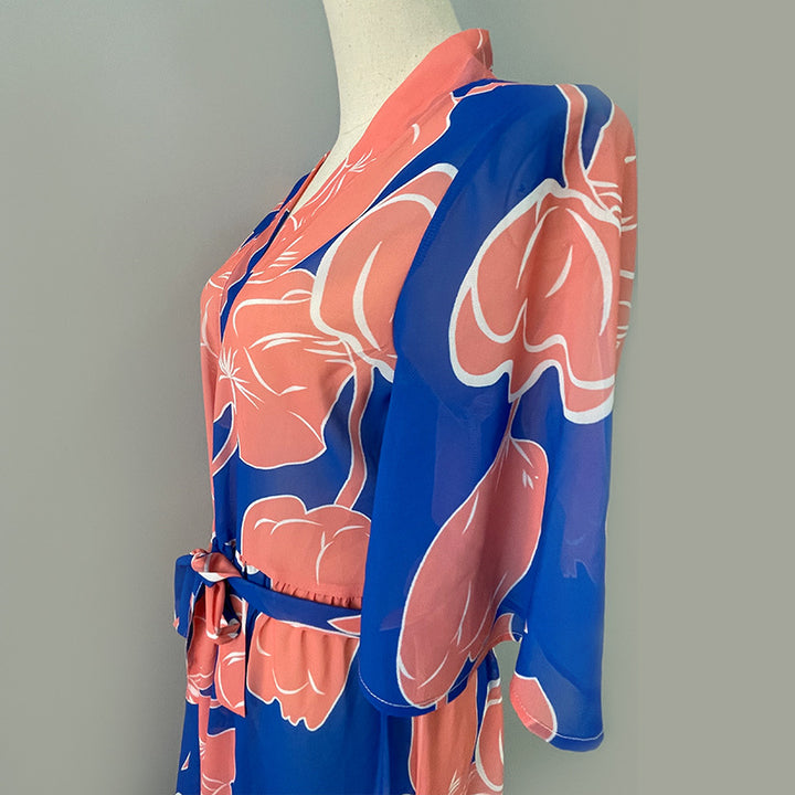 Dame elegant kimono med blomstret design Skovae
