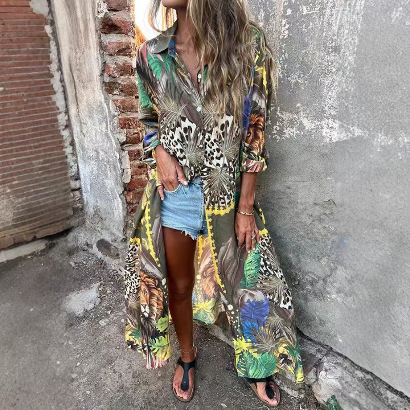 Dame Oversized Kimono med dyreprint og bred pasform Stilla