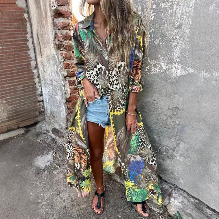Dame Oversized Kimono med dyreprint og bred pasform Stilla