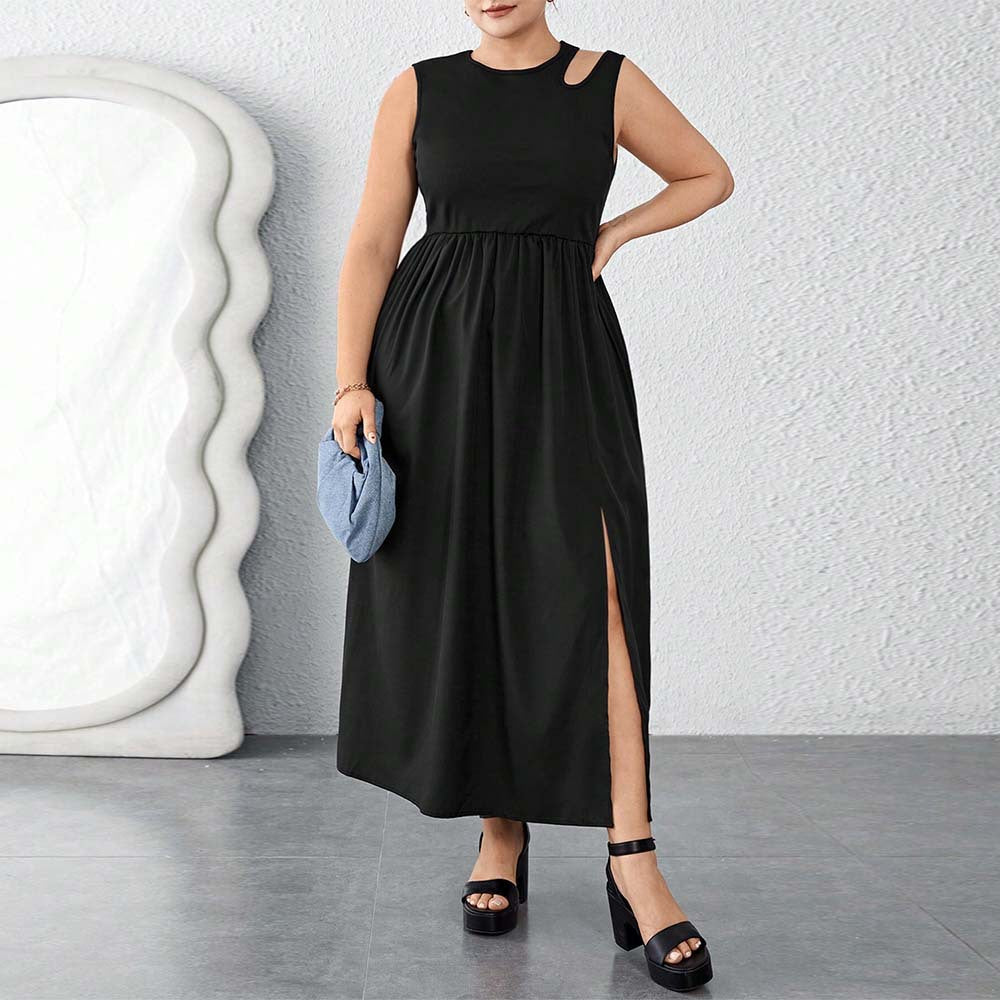 Dame maxikjole med sidelæg og elegant design Skovae