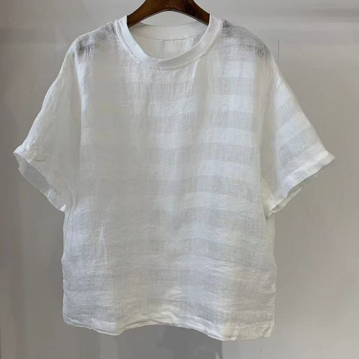 Femme Afslappet Pasform Stribet Linned T-Shirt Stilla