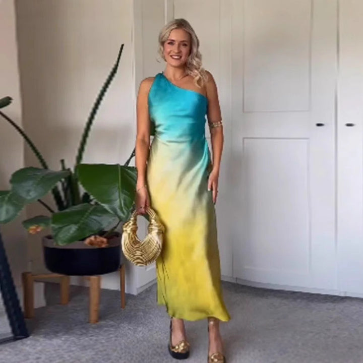 Damer Elegant Asymmetrisk Maxi Kjole med Blid Gradient og Behagelig Brug Komfort Skovae