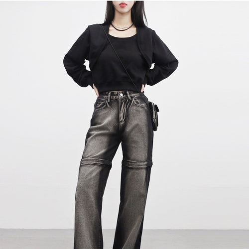 Dame cropped sweatshirt jakke med bløde ærmer Stilla