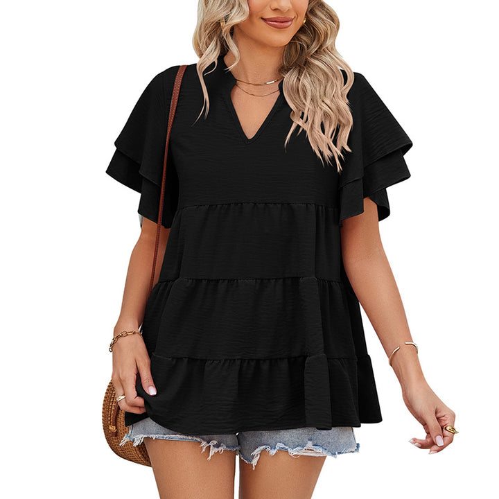 Dame afslappet bluse med trendy flæse design Stilla