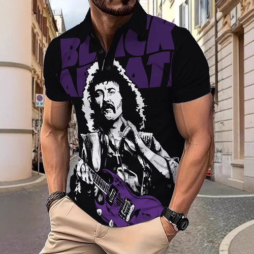Herren Poloshirt med imponerende rockgrafikdesign og broderidetaljer Stilla