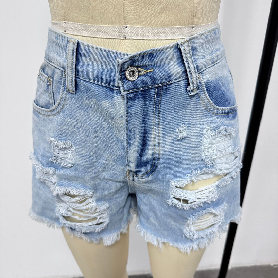 Dame Destroyed Denim Shorts i casual stil Skovae