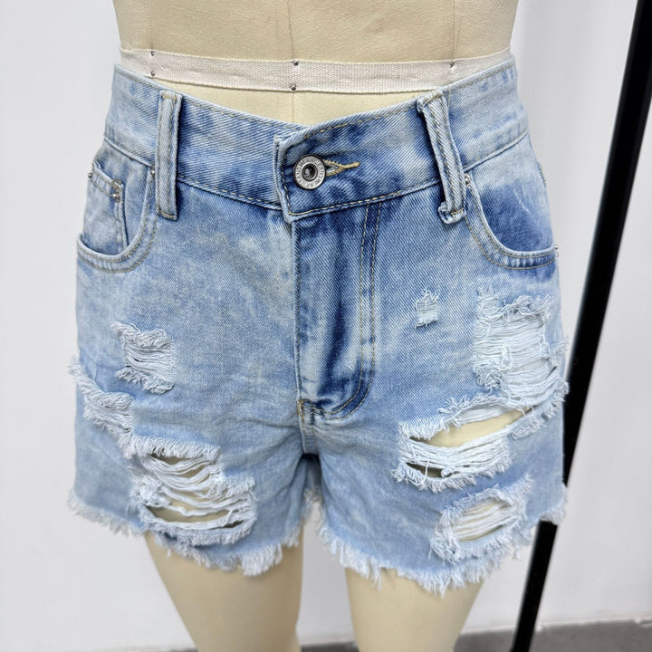 Dame Destroyed Denim Shorts i casual stil Skovae