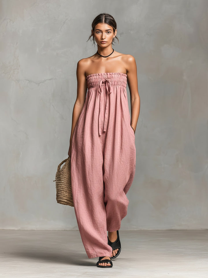 Dame Casual Jumpsuit med elastisk overdel og bredt ben Skovae