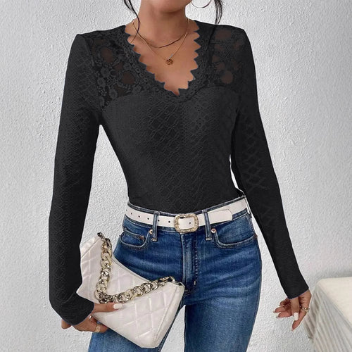 Dame Elegant Blonde Top med V-hals Stilla