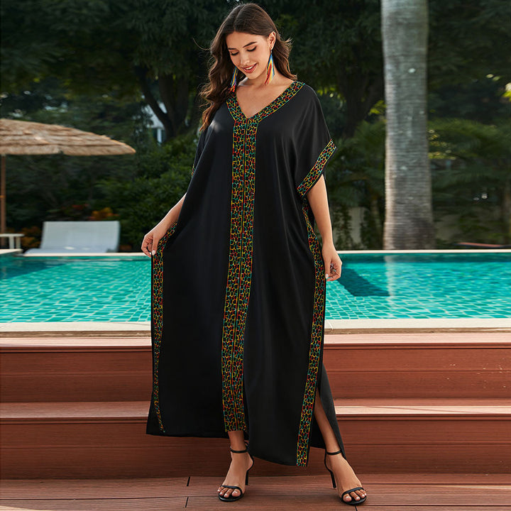 Dame elegant kaftan kjole med farverige broderier Stilla