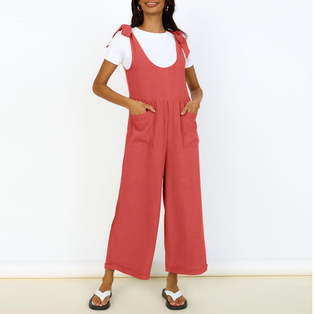 Dame Casual Jumpsuit med justerbare stropper og bred ben Stilla