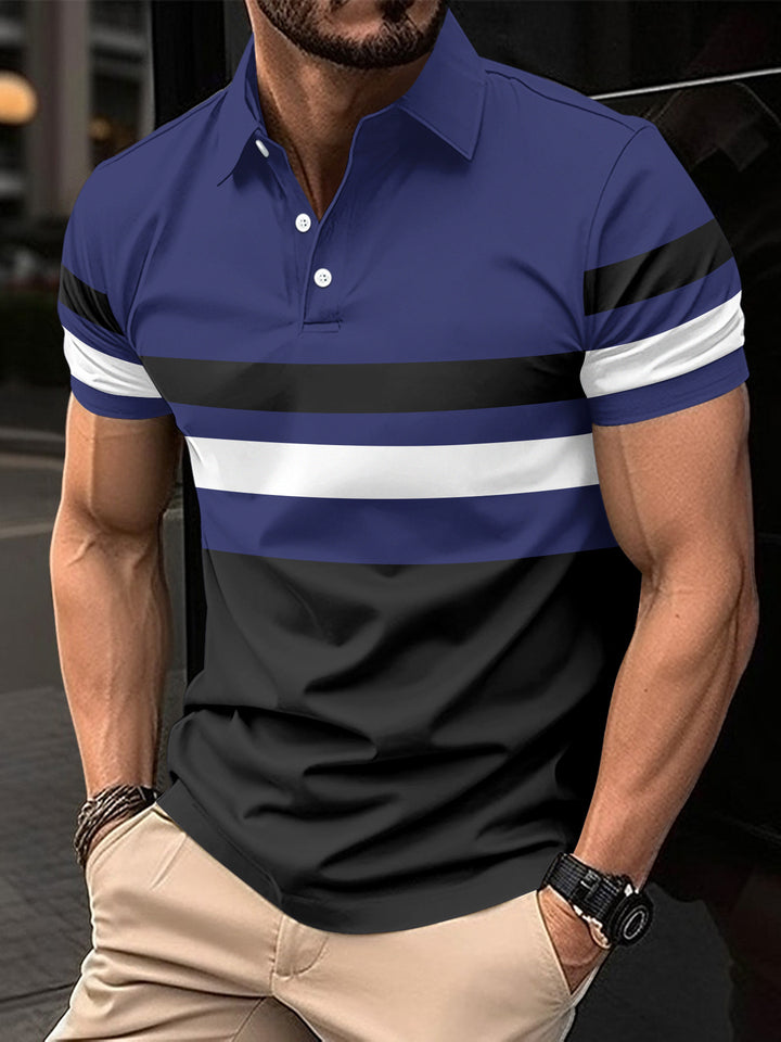 Herrer Trendy Stribet Aktiv Polo-Skjorte Stilla