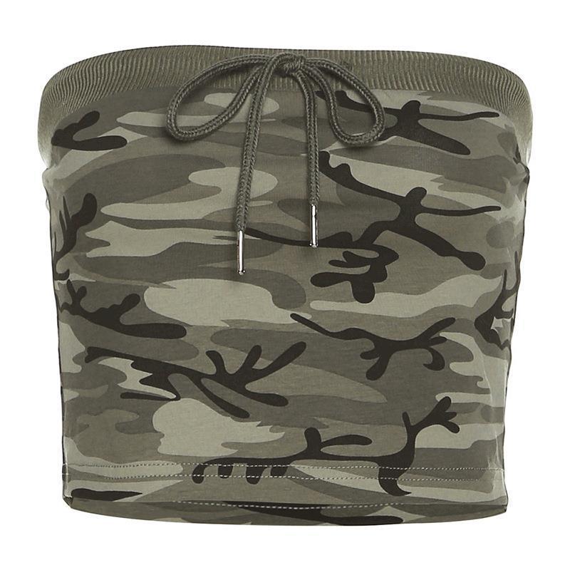 Dame Crop-Top med moderigtigt camouflage-design og elastisk bund Stilla