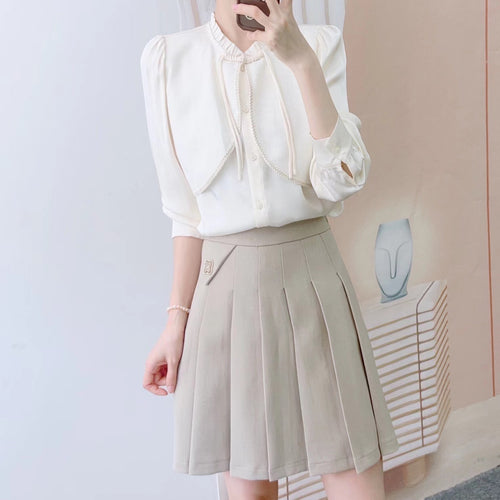 Dame elegant bluse med aftagelige skulderpuder Stilla