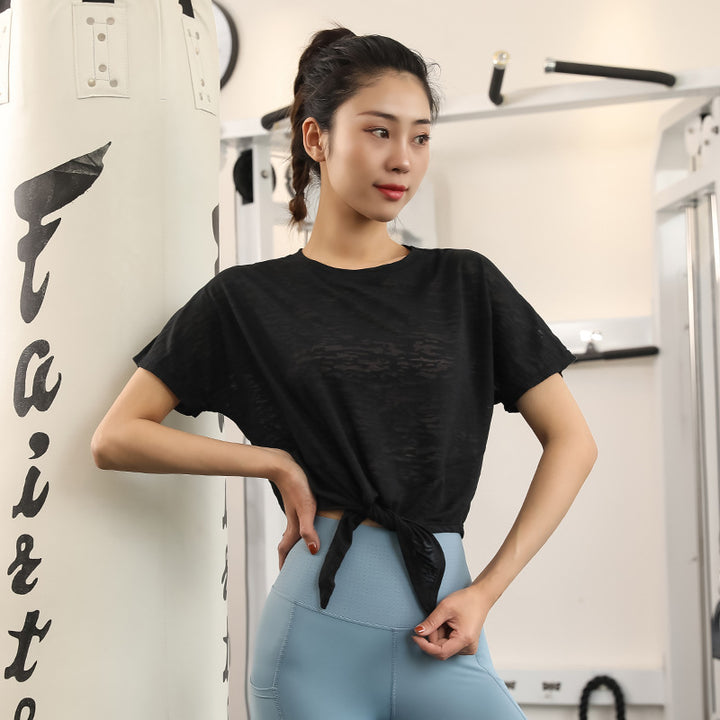 Dame Sporty Crop-Top med legende knude og åndbart materiale Stilla