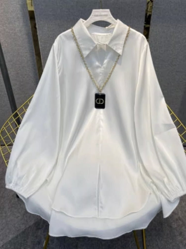 Stilla | Silky-Shirt Forår Ny Løs Silke Skjorte