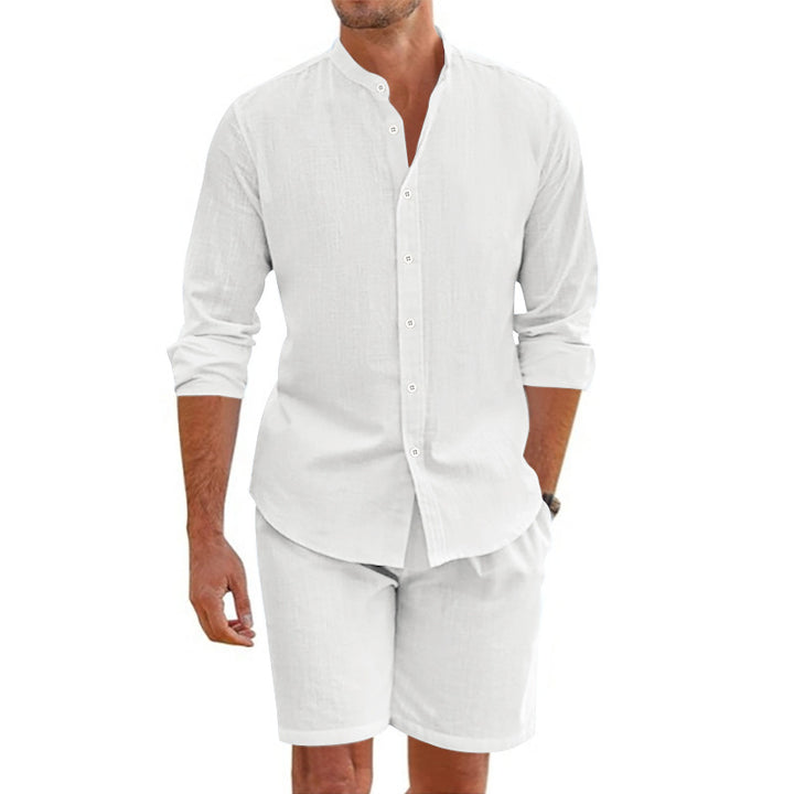 Herrer elegant fritidssæt med kortærmet skjorte og shorts Stilla
