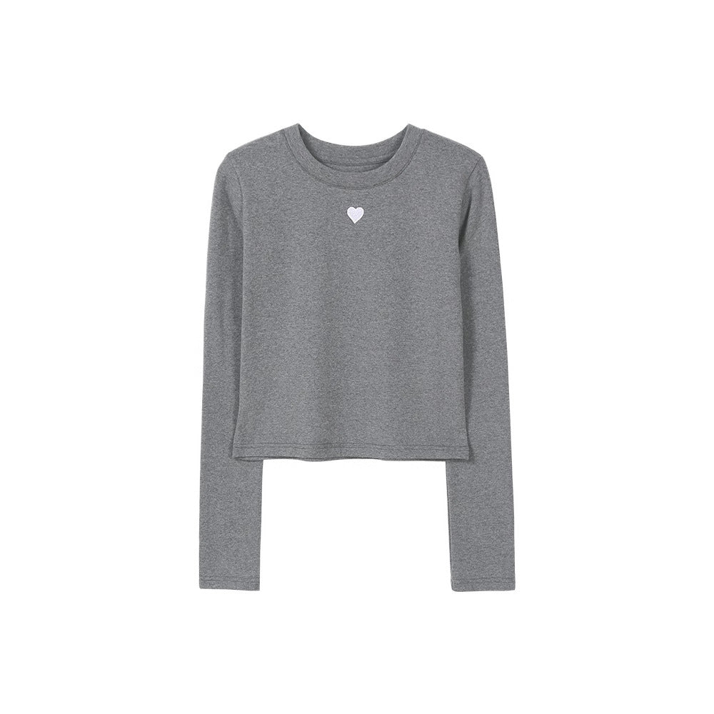 Kvinders langærmet basis t-shirt med fashionable hjerte detalje Stilla