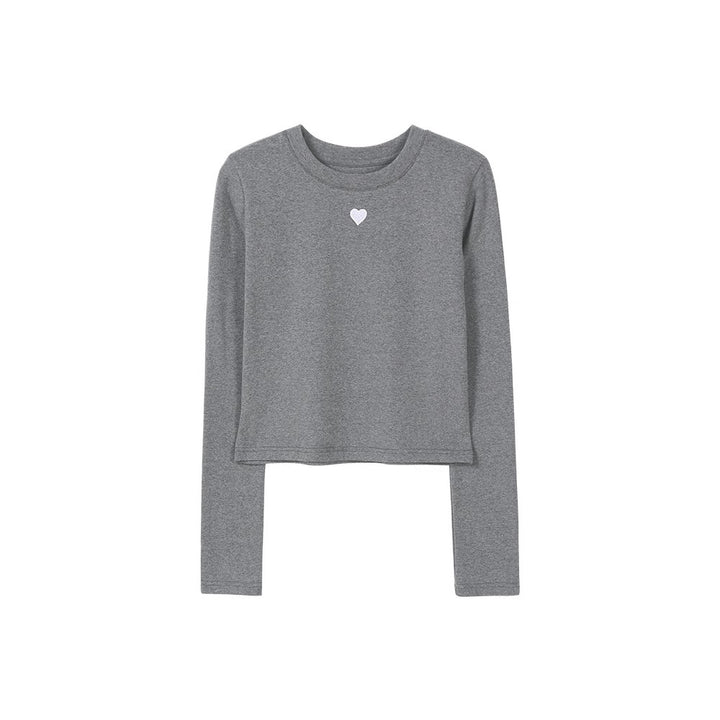 Kvinders langærmet basis t-shirt med fashionable hjerte detalje Stilla