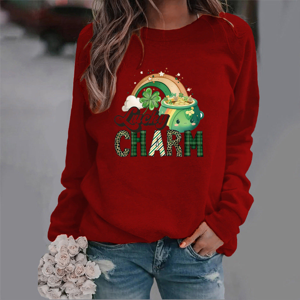 Kvinders sweatshirt med kreativt heldig motiv Stilla