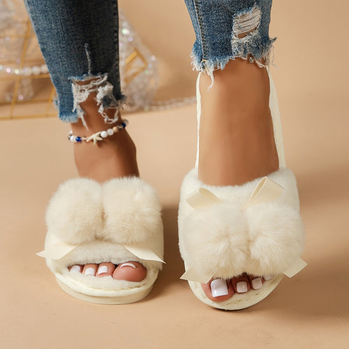 Dame Fuzzede Pantofler med legende Pom Pom-design og komfortabelt sål Stilla