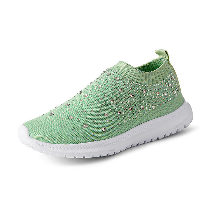 Dame Sneakers med funklende strass-accenter og elastisk overdækning Stilla