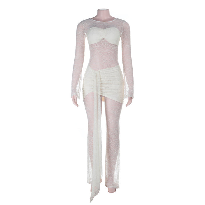 Dame Elegant Overall af lace med lange ærmer Skovae