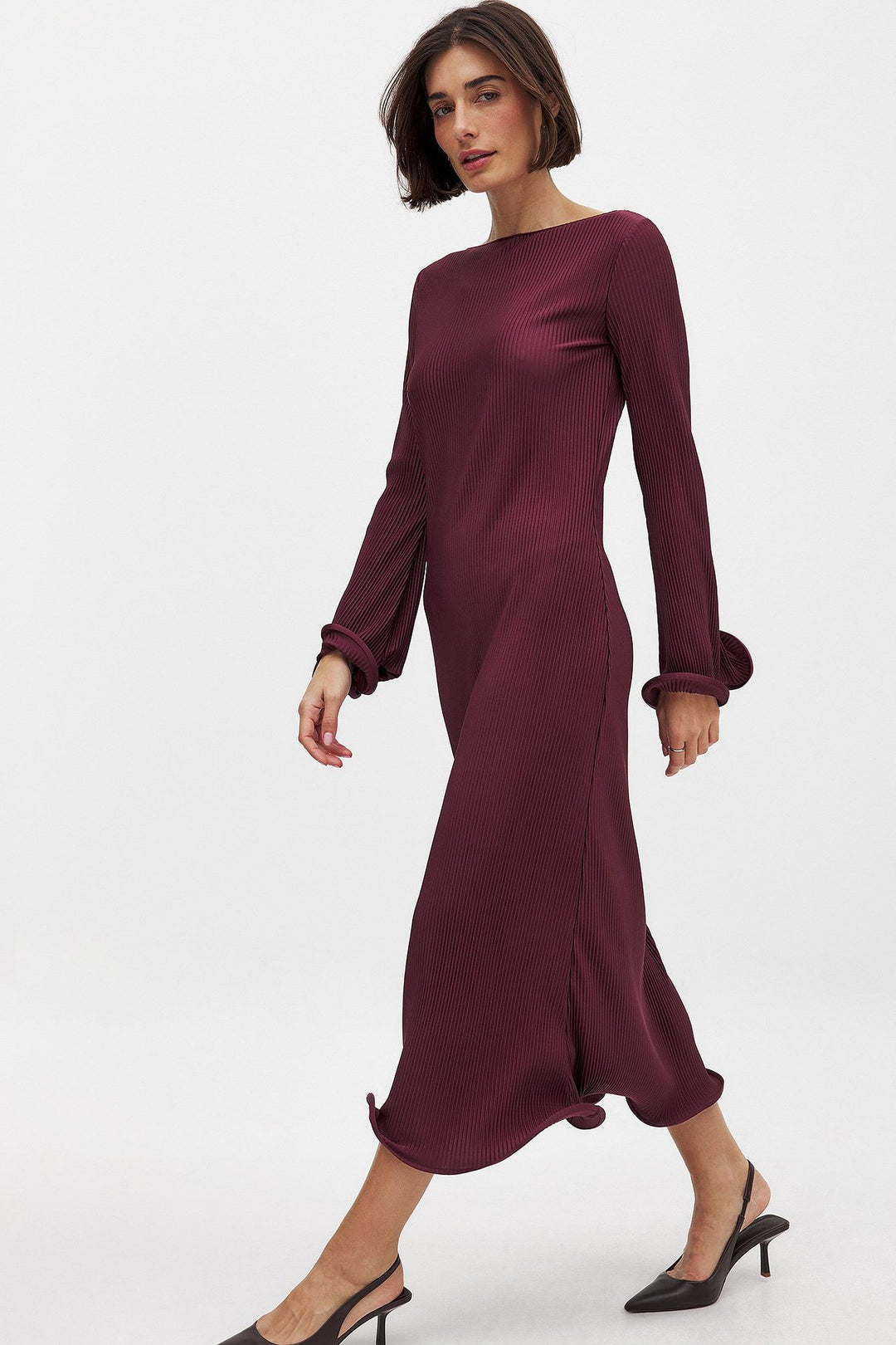 Dame Elegant Maxikjole med plisseret Design og afslappet Snit Stilla