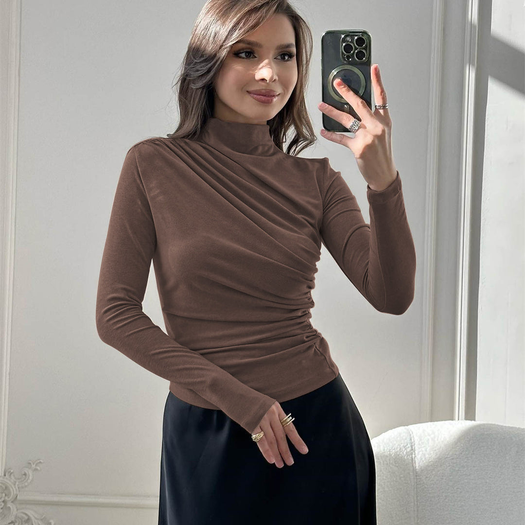 Damer elegant langærmet overdel med raffineret flæse-design Stilla