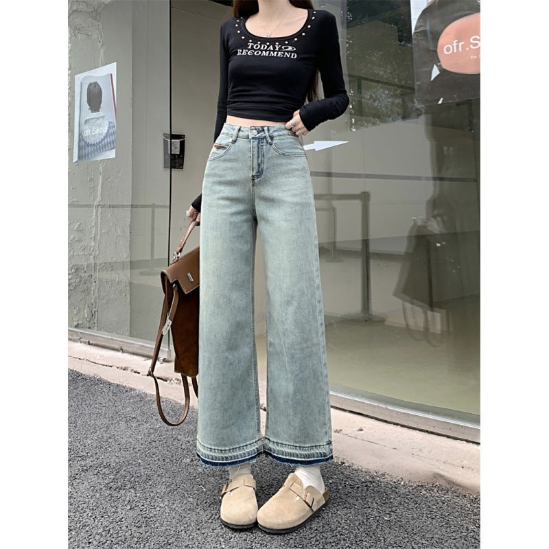 Kvinder Bredskåren Denim Bukser med Høj Talje Stilla