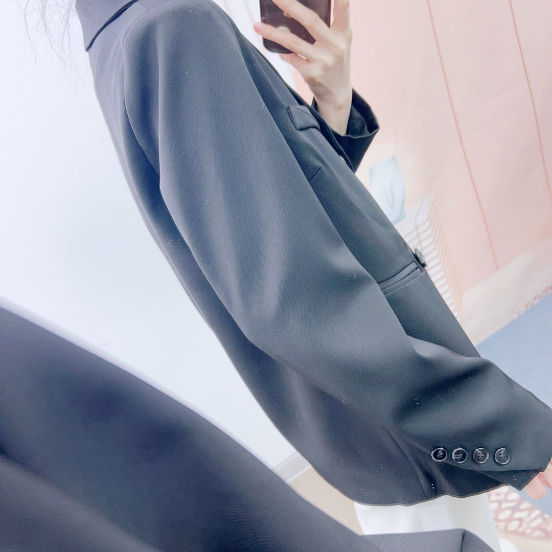 Dame Elegant Oversized Blazer med dobbelt knaplukning og kvalitetsdetaljer Stilla