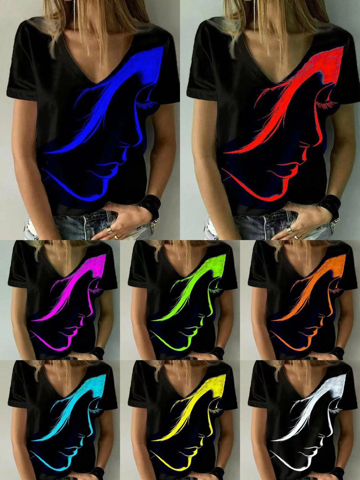 Kvinder Kunstnerisk Grafisk V-hals T-shirt Stilla