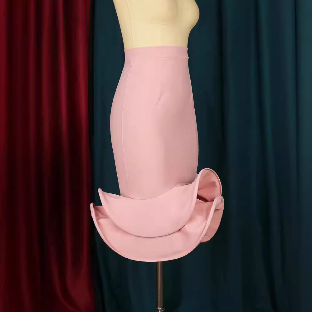 Dame Trendy Cocktailkjole med asymmetrisk kant Skovae