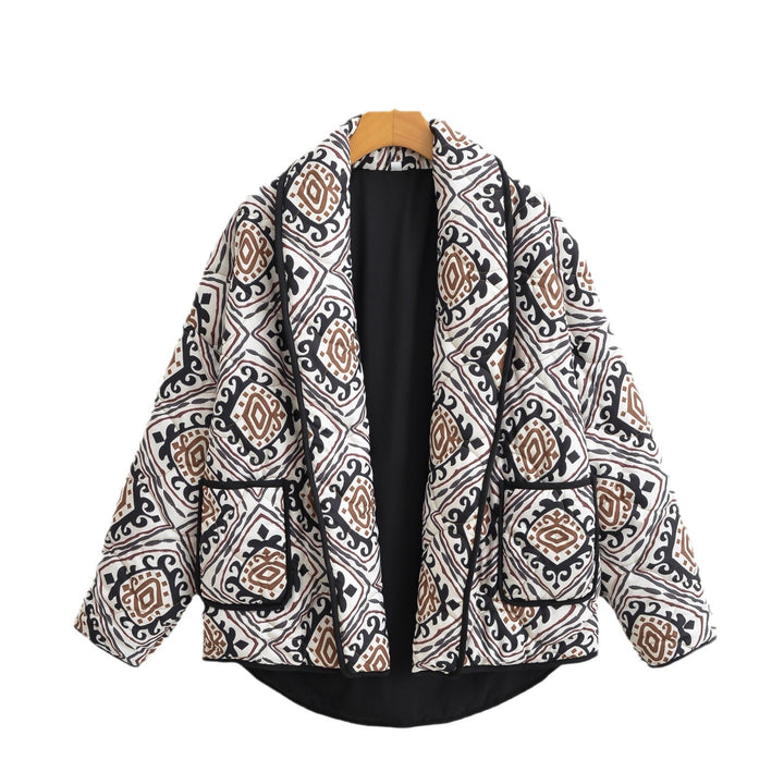 Dame Quilted Jakke med geometrisk mønster og lommer Stilla