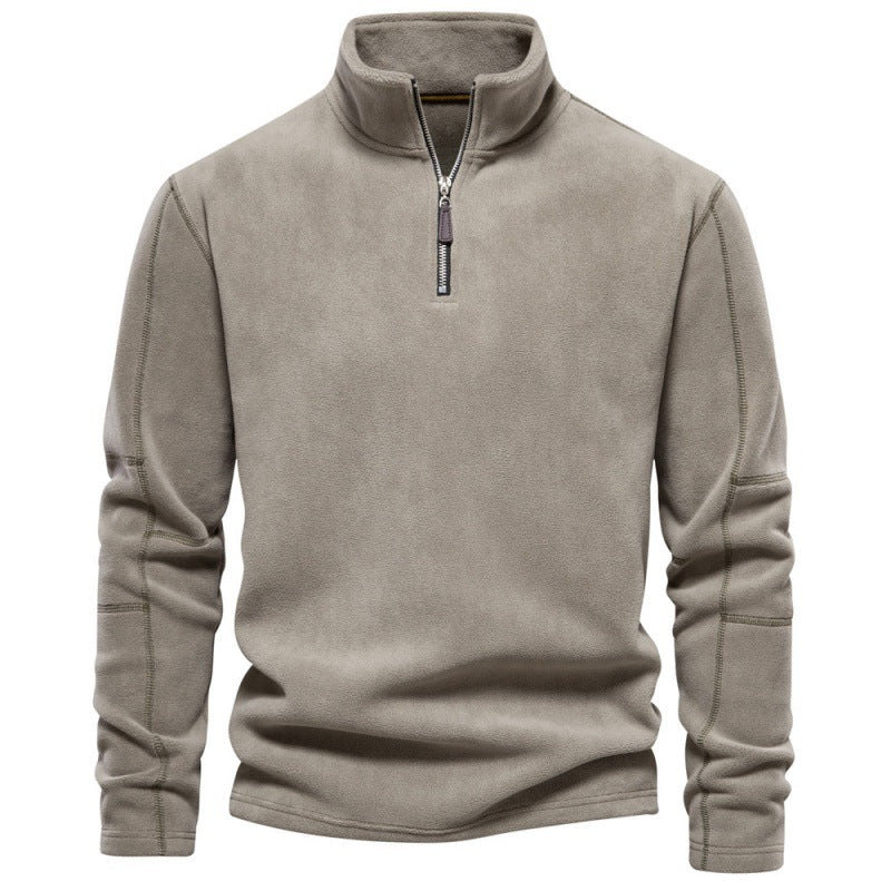 Herrer fleece sweatshirt med høj krave og praktisk lynlås Stilla