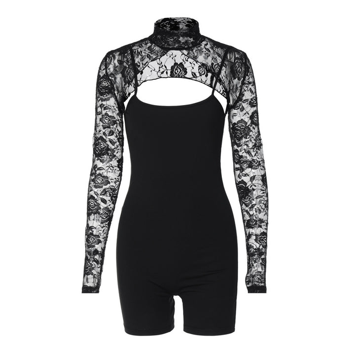 Dame jumpsuit med spids og høj krave Stilla