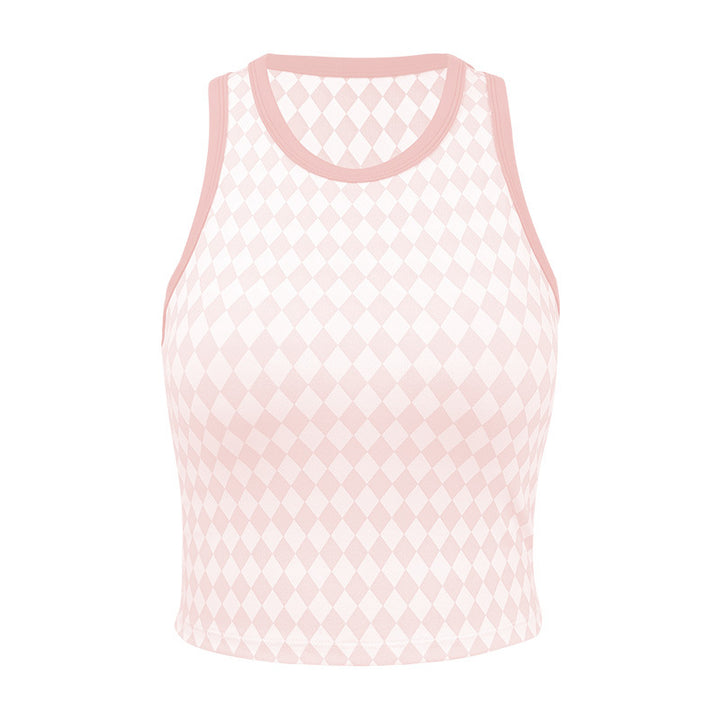 Dame sporty crop-top med unikt rhombemønster Stilla