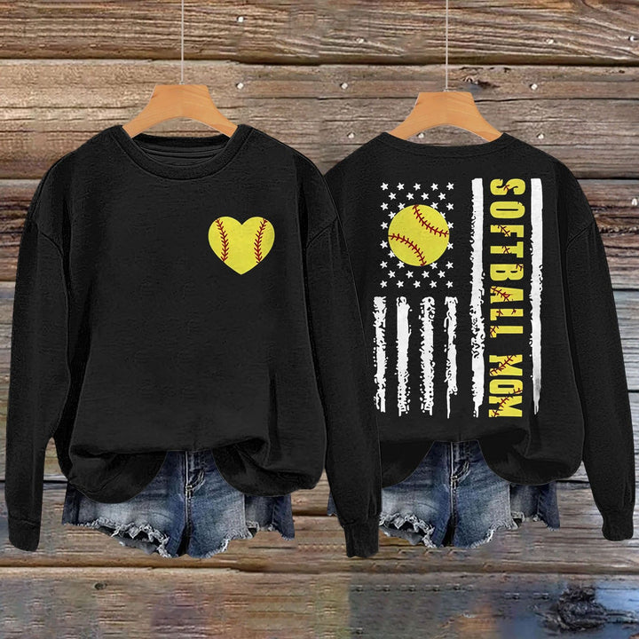 Kvinders sweatshirt med kreativ softball design Stilla
