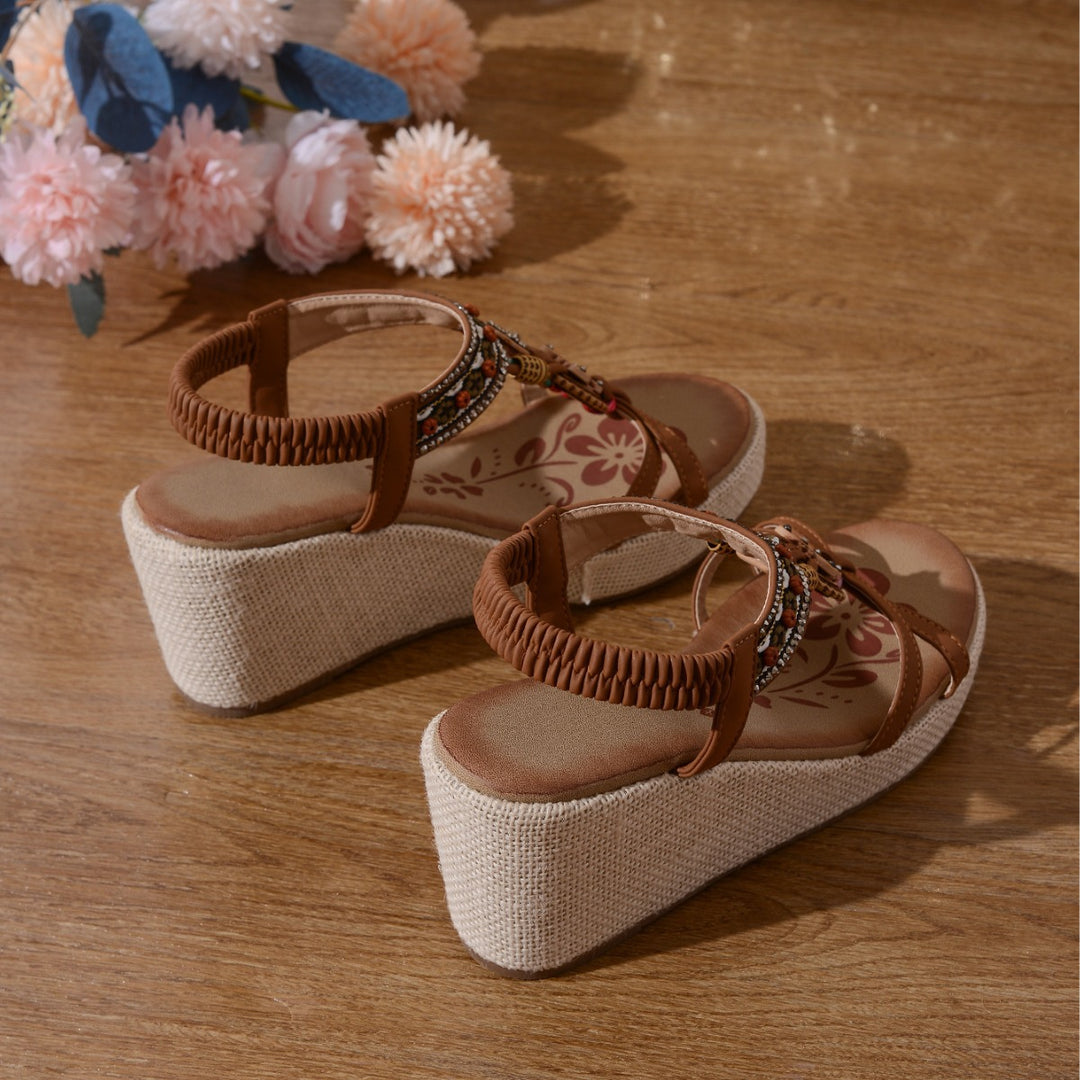 Damer Elegante Wedge-sandaler med kunstneriske udsmykninger og antibakteriel sål Stilla