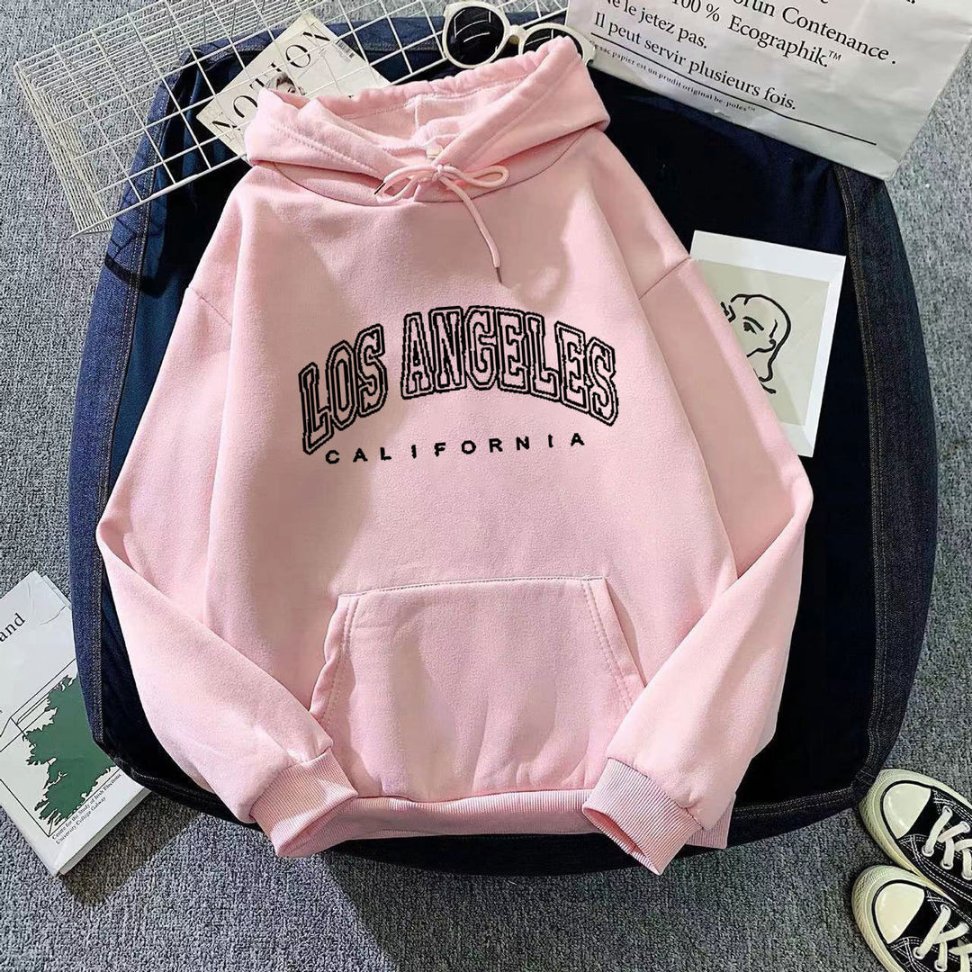 Kvinders hætte sweatshirt med stort Los Angeles tekst Skovae