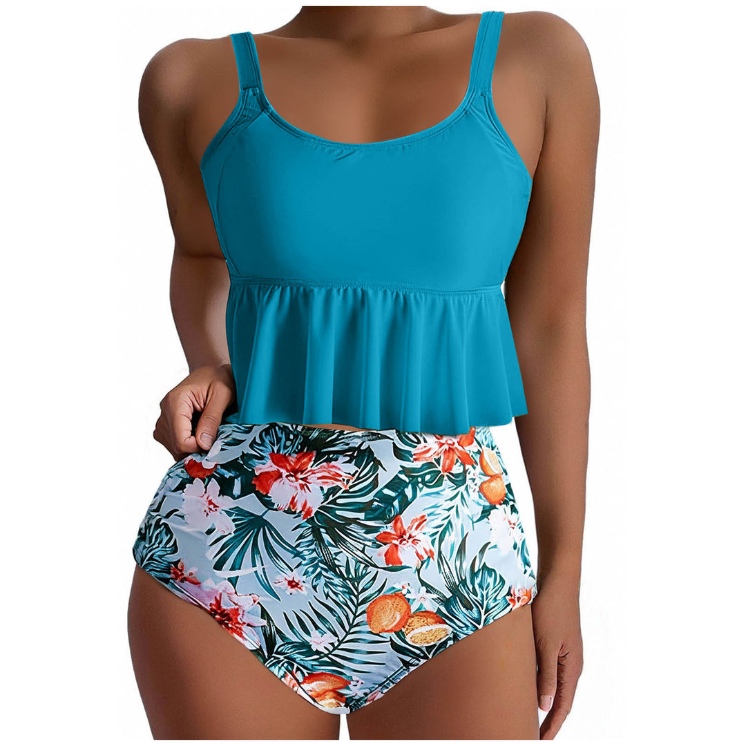 Dame bikiniset med voluminøs top og højt skårne shorts Stilla